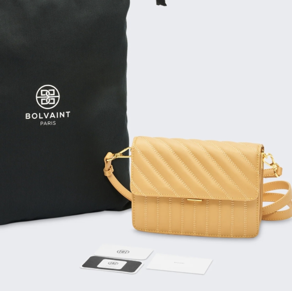 Leather Purse Yellow Small Shoulder Bag - Clutch - Crossbody W/ detachable Strap - Picture 7 of 7